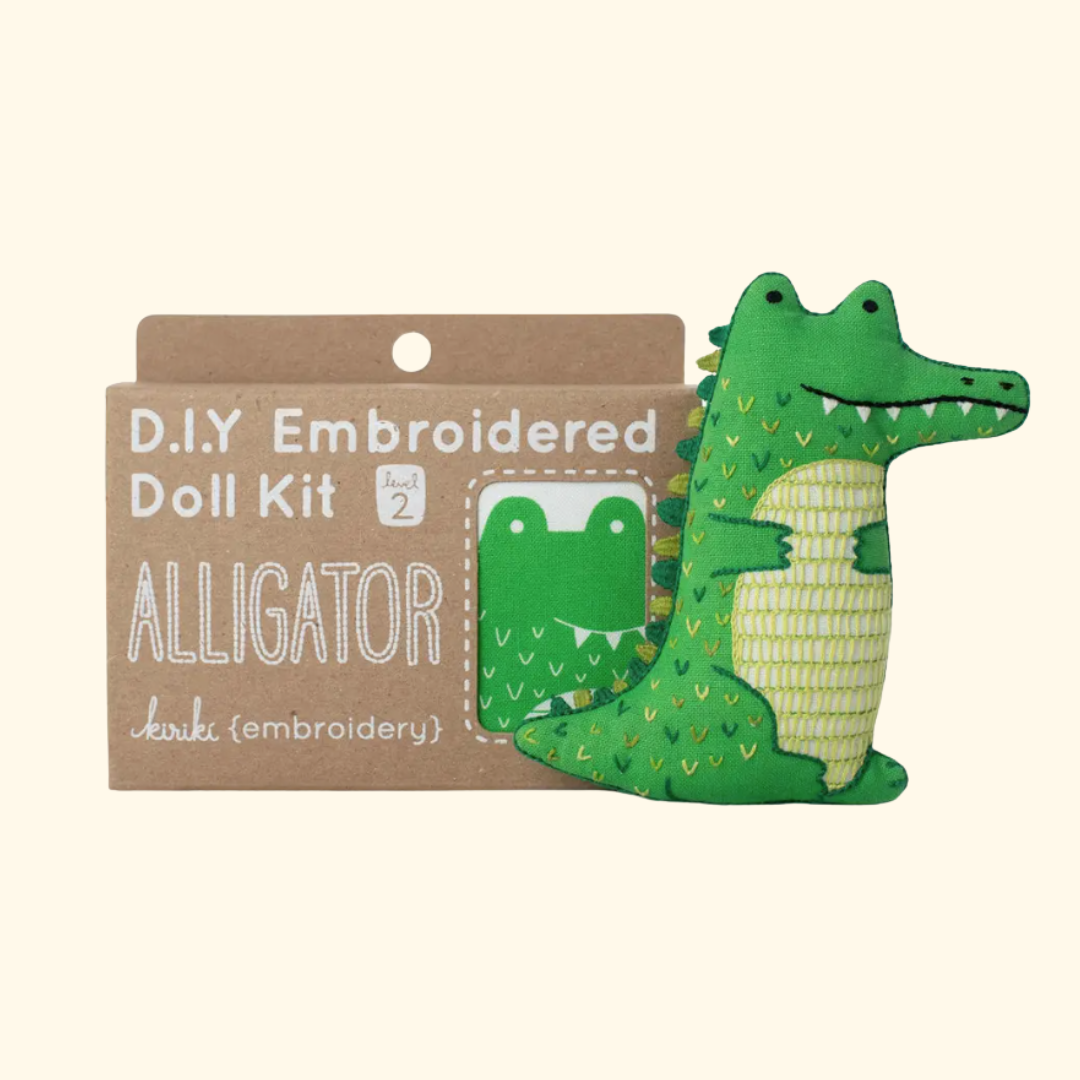 Kiriki Press alligator embroidery kit packaging