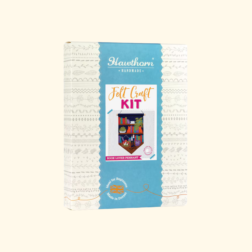 Book Nook felt wall hanging craft kit box packaging by Hawthorn Handmade