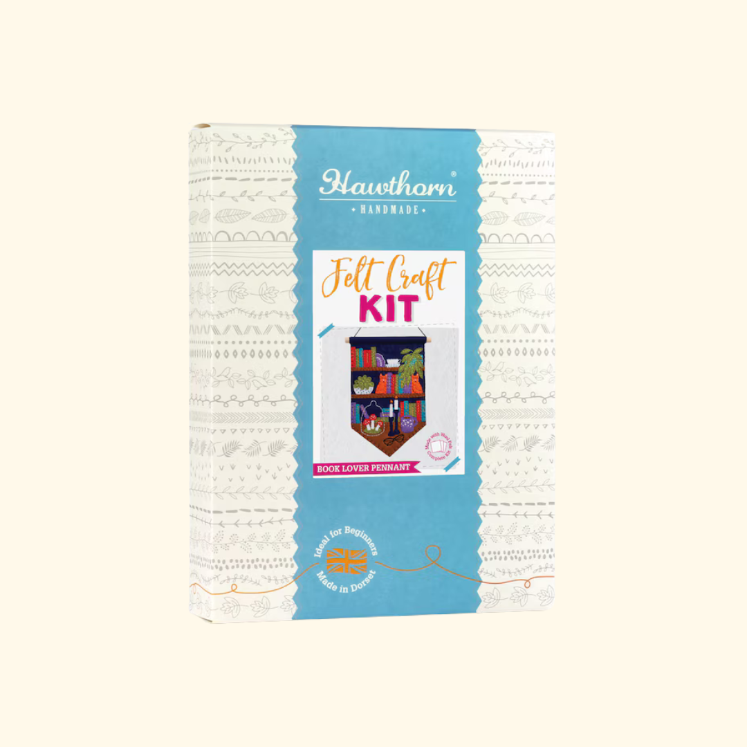 Book Nook felt wall hanging craft kit box packaging by Hawthorn Handmade