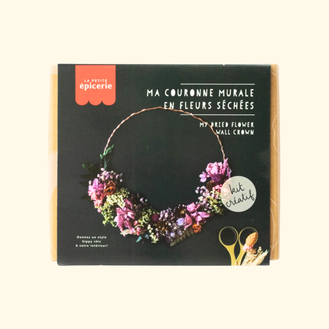 Dried Flower Wall Hanging Kit by La Petite Epicerie in its original gift box packaging.