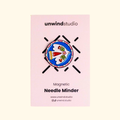 Folk Bird Magnetic Needle Minder by Unwind Studio displayed on its pink packaging card.
