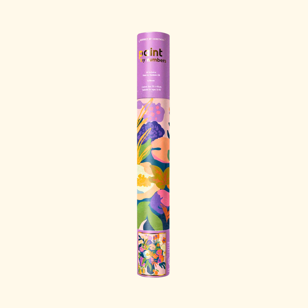In Bloom paint by numbers kit packaging tube by Journey Of Something