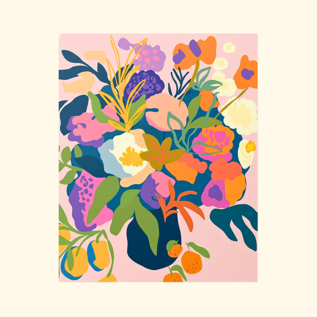 Colourful floral paint by numbers artwork by Journey Of Something displayed against a neutral background