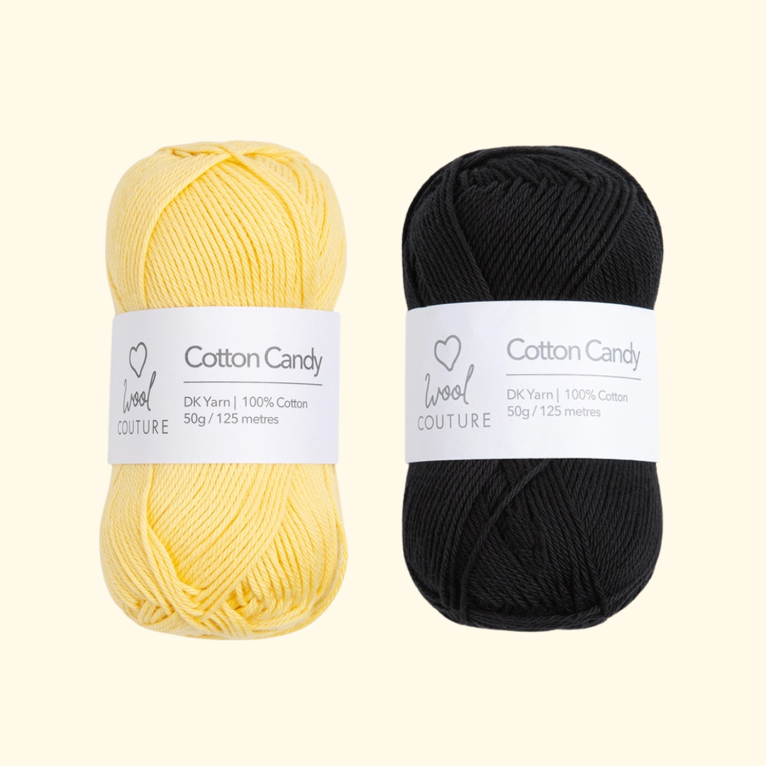 The Merino yarn included in the Wool Couture Lewis The Bee Crochet Kit.