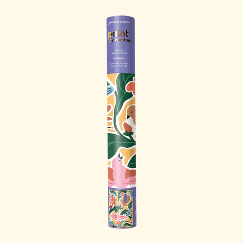 Life Is Beautiful Paint By Numbers Kit by Journey of Something in illustrated tube packaging.