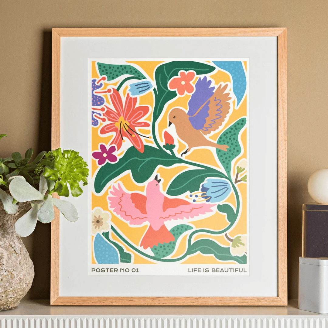 Completed Life Is Beautiful Paint By Numbers artwork by Journey of Something displayed in a timber frame.