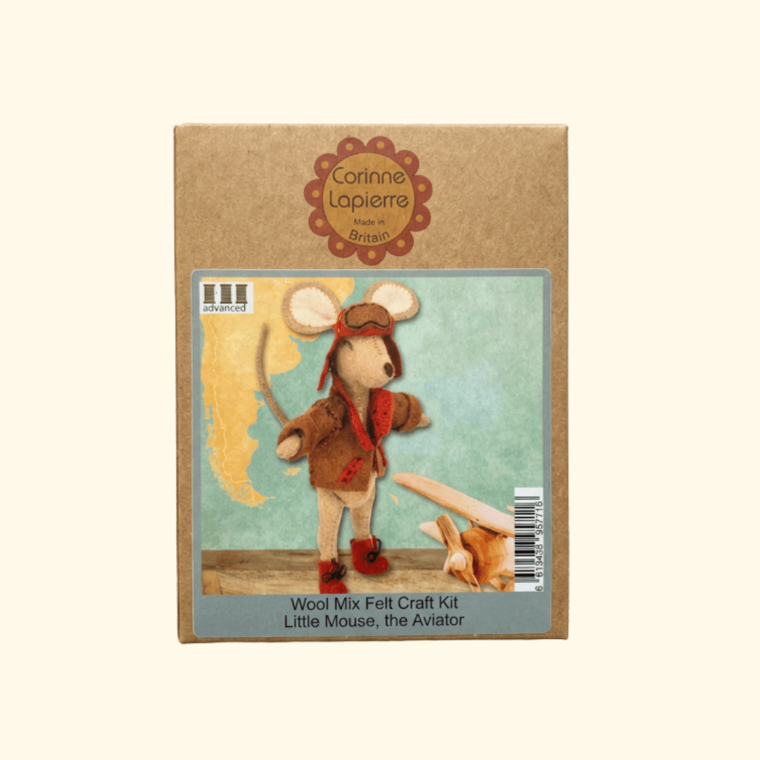 Little Mouse Aviator Felt Craft Kit by Corinne Lapierre in its recyclable retail packaging.