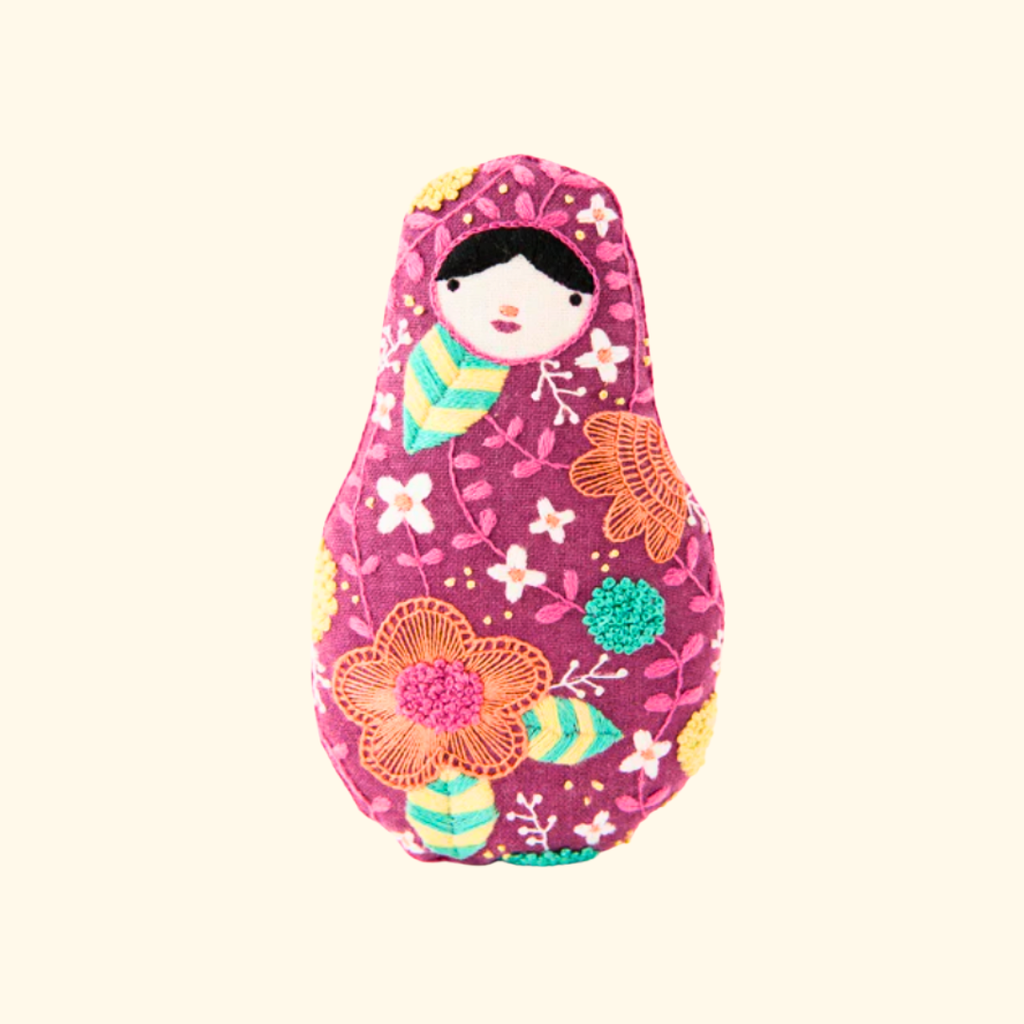 Finished Matryoshka embroidery kit by Kiriki Press