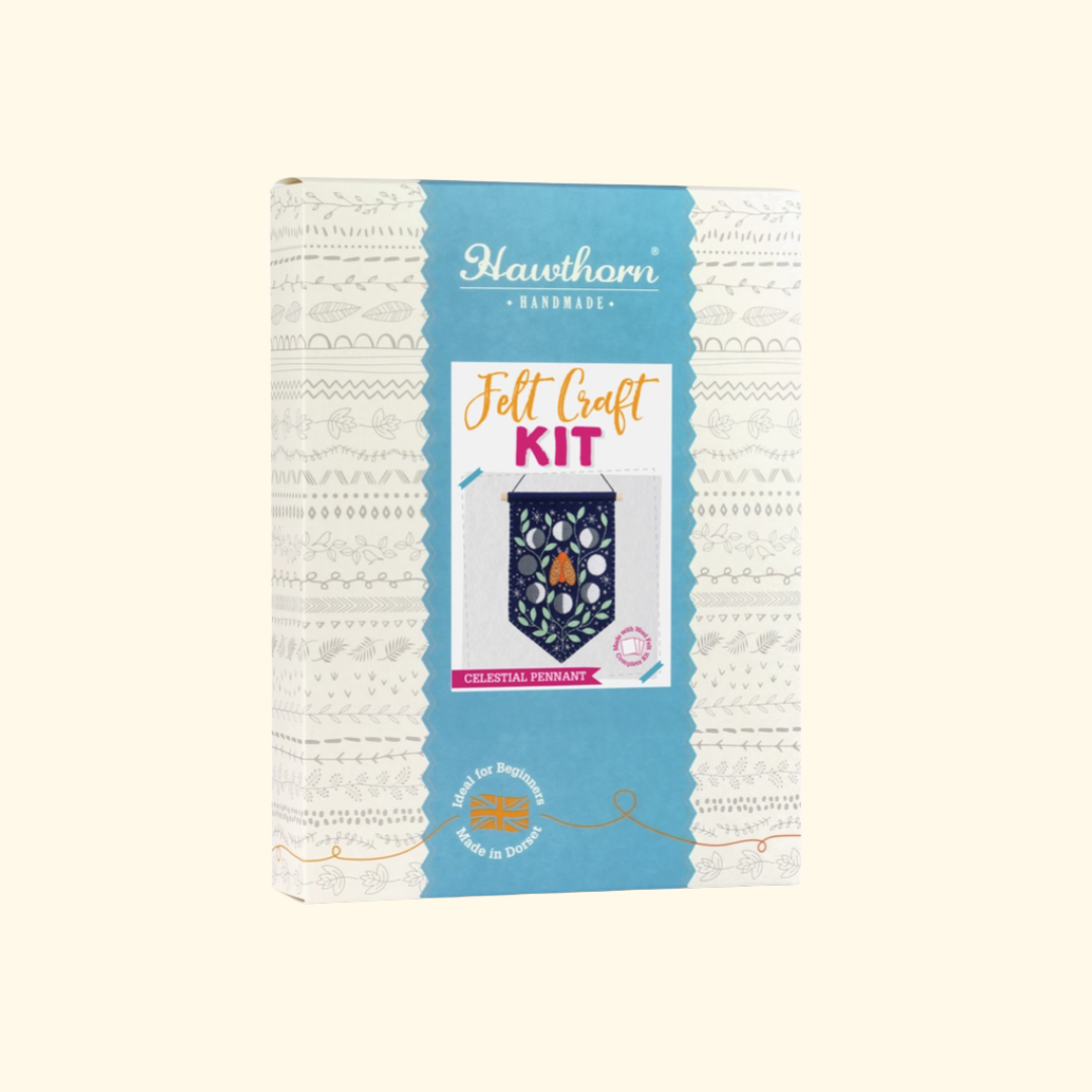 Moonlight felt wall hanging craft kit box packaging by Hawthorn Handmade