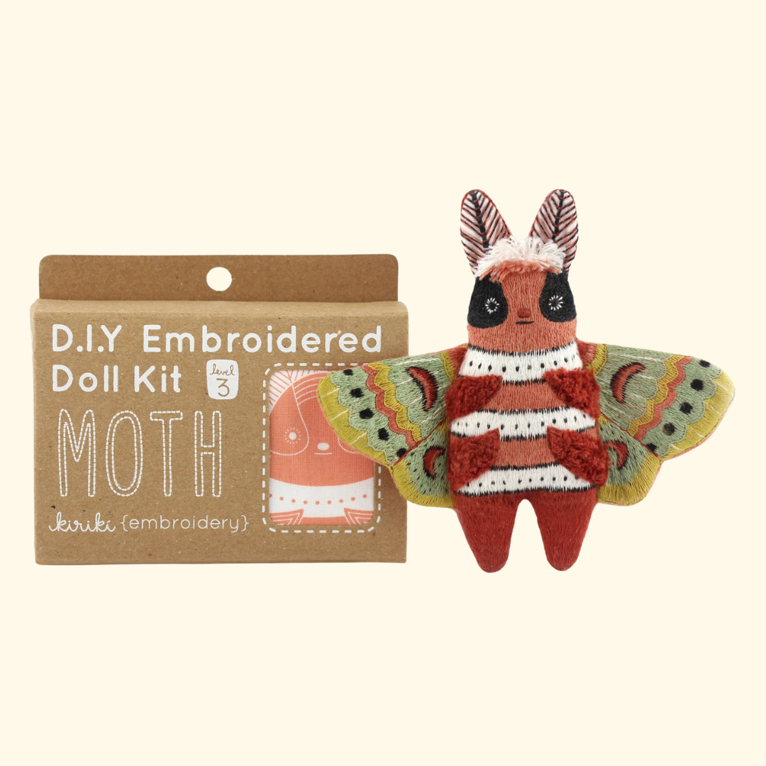 Kiriki Press moth embroidery kit packaging