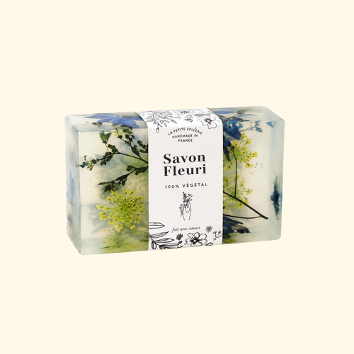 Completed handmade floral soaps created with the La Petite Epicerie Natural Soap Making Kit.