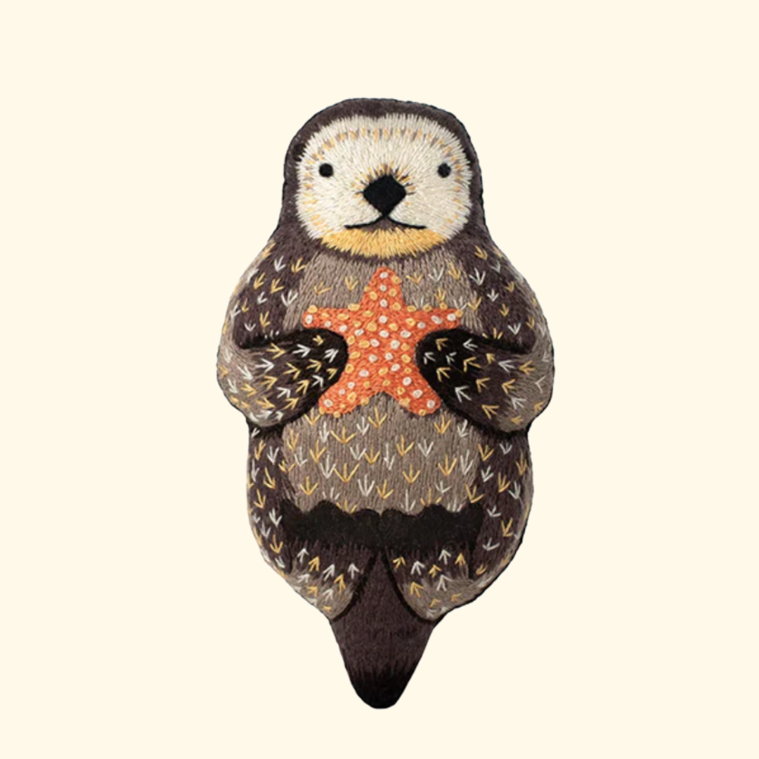 Finished otter embroidery kit by Kiriki Press