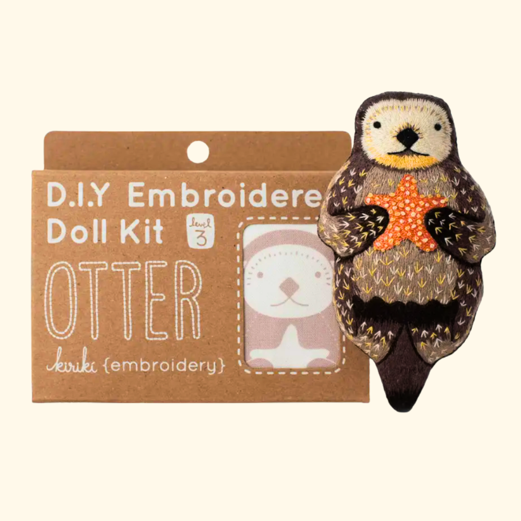 Kiriki Press otter embroidery kit packaging
