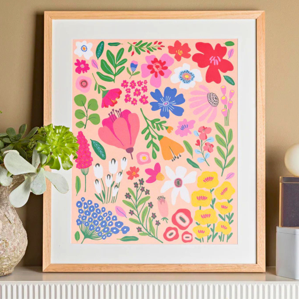 Framed pressed flowers paint by numbers artwork by Journey Of Something
