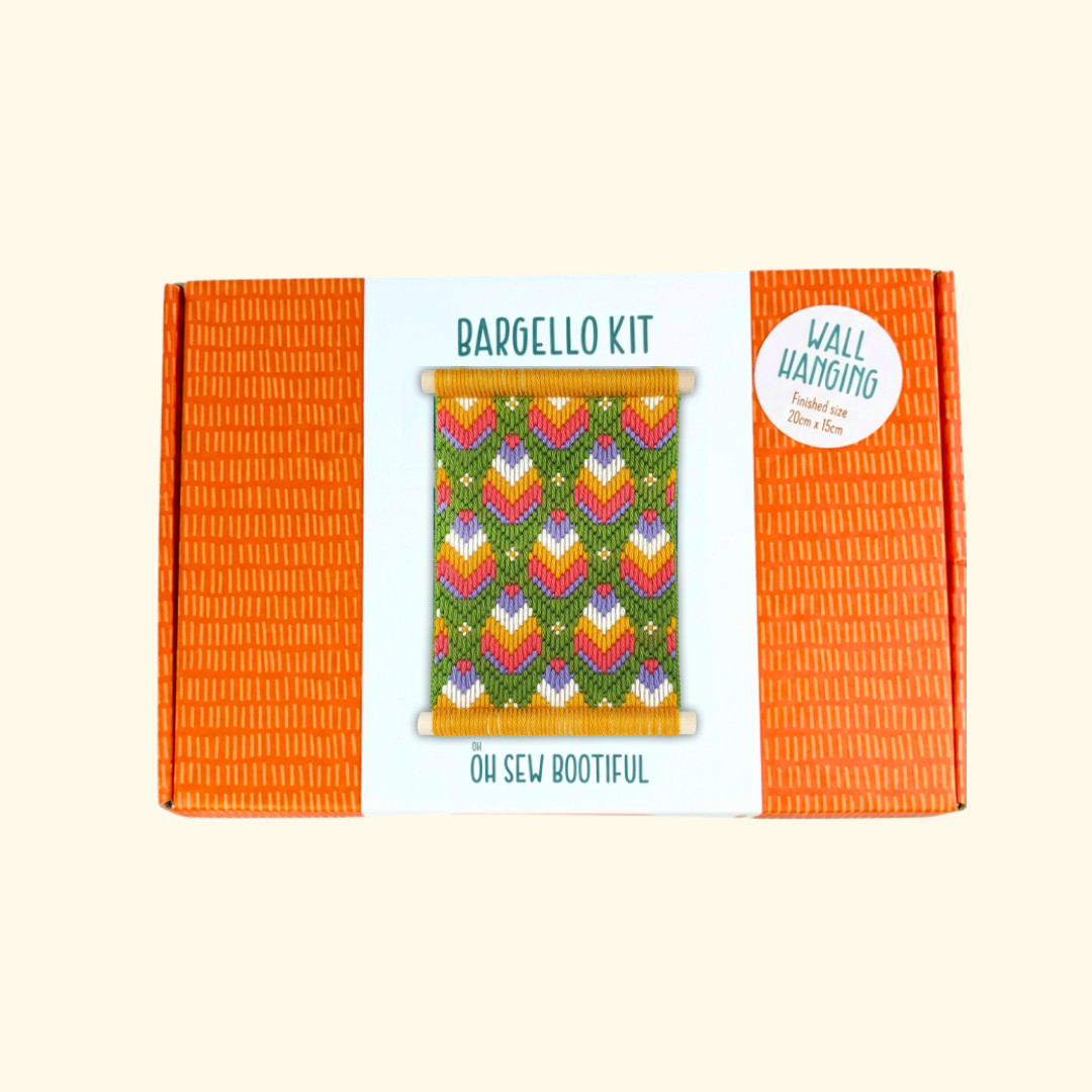 Retro Blooms Bargello Wall Hanging Kit by Oh Sew Bootiful with packaging and included materials