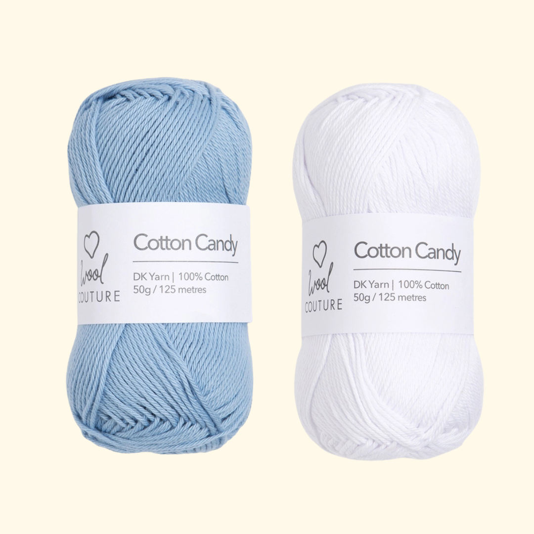 Cotton Candy yarn included in the Wool Couture Savanna Starfish Knitting Kit.