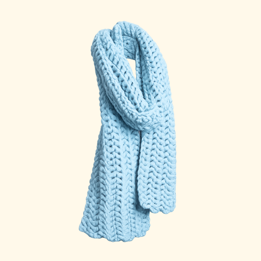 Completed crocheted scarf made with the Wool Couture Scarf Crochet Kit.