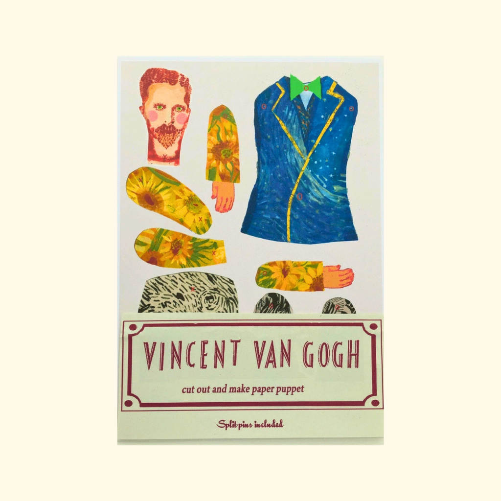 Vincent Van Gogh Cut & Make Paper Puppet Kit by Wini Tapp with illustrated craft pieces