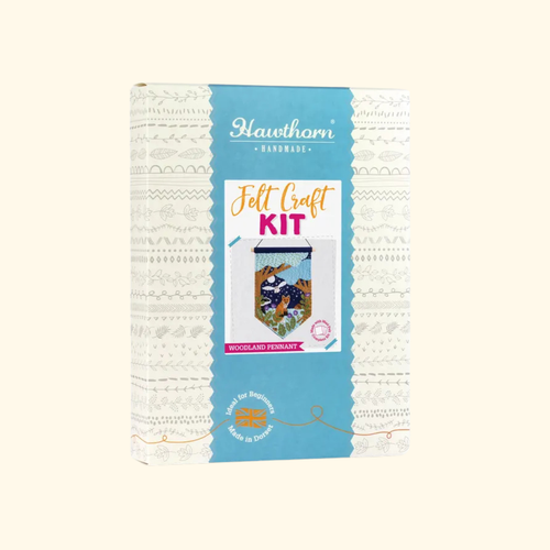 Woodland felt wall hanging craft kit box packaging by Hawthorn Handmade
